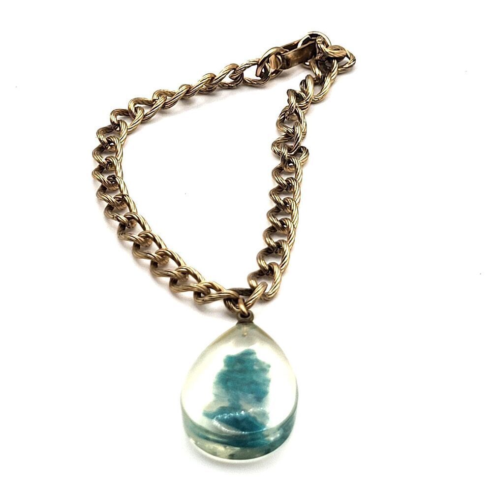 Vintage Resin Drop Gold Chain Bracelet Box Clasp 7.5in